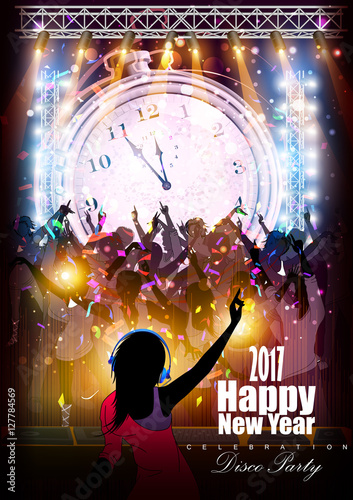 Happy New Year 2017 party celebration poster