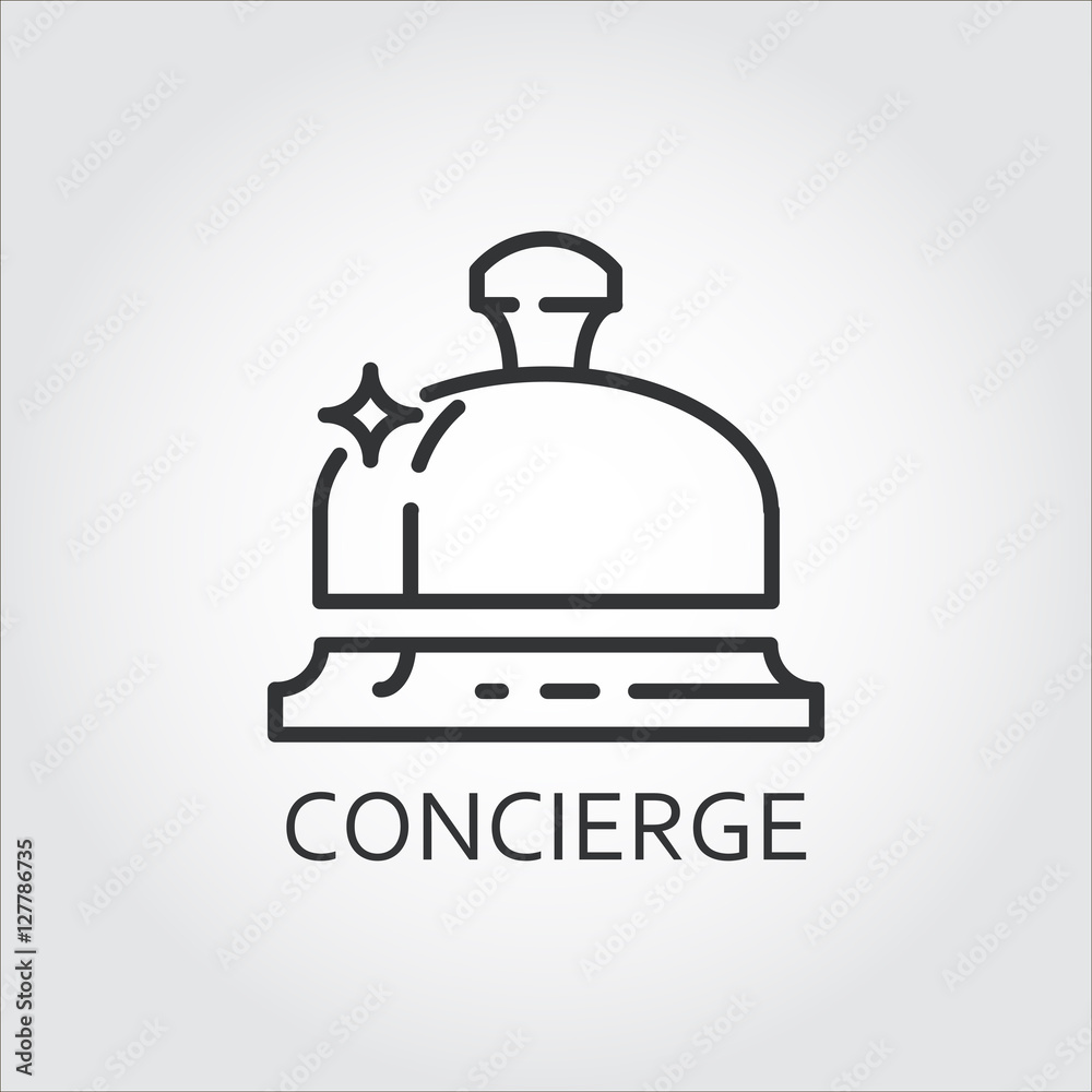Simple black icon of bell concierge drawn in outline style Simple black icon of bell concierge drawn in outline style