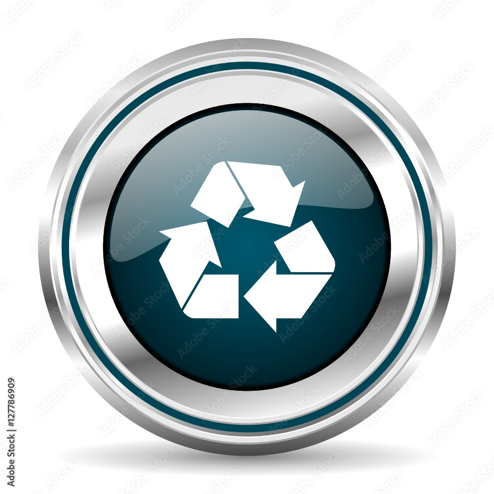 Recycling vector icon. Chrome border round web button. Silver metallic pushbutton. Recycling vector icon. Chrome border round web button. Silver metallic pushbutton.