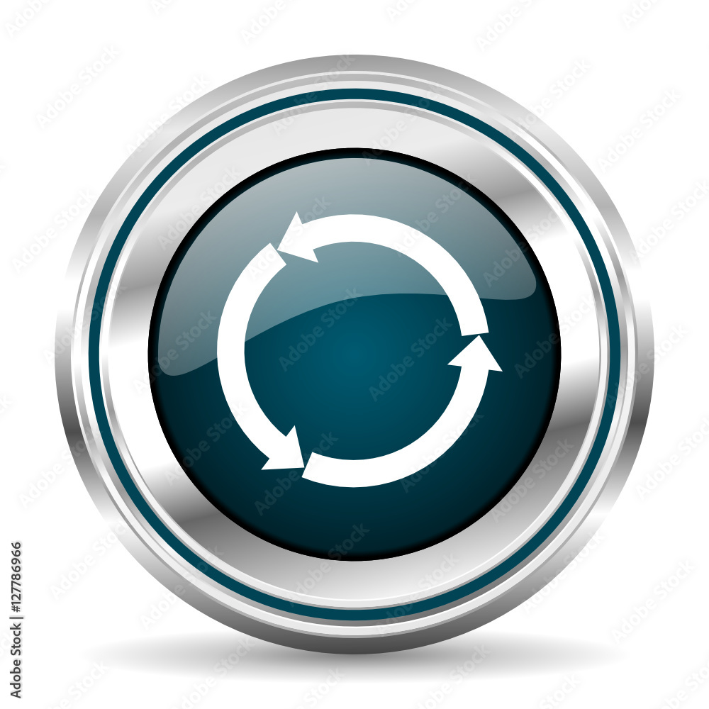 Reload vector icon. Chrome border round web button. Silver metallic pushbutton. Reload vector icon. Chrome border round web button. Silver metallic pushbutton.