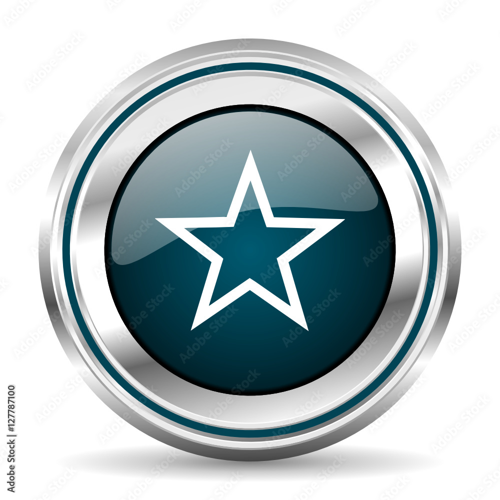 Star vector icon. Chrome border round web button. Silver metallic pushbutton. Star vector icon. Chrome border round web button. Silver metallic pushbutton.