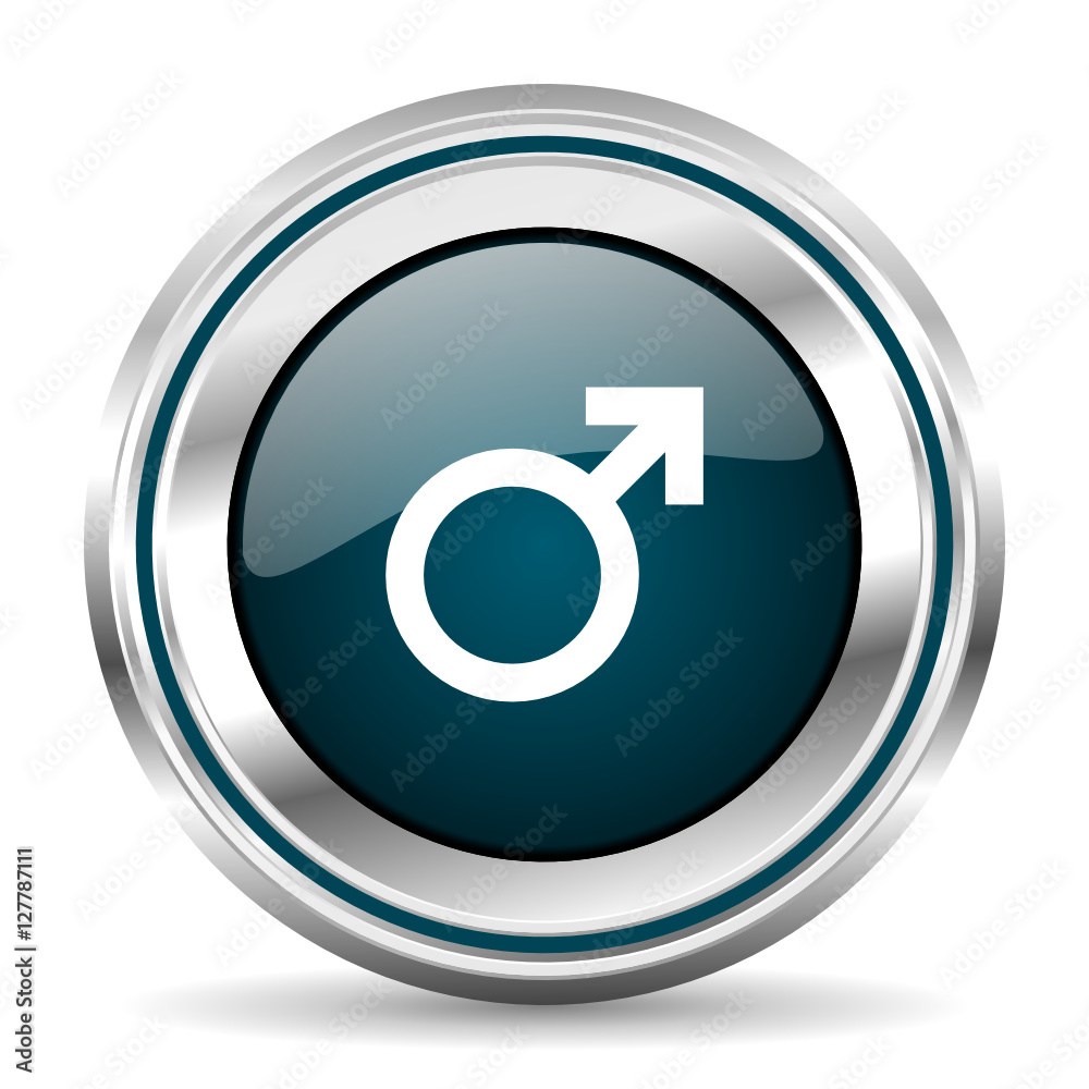 Male gender vector icon. Chrome border round web button. Silver metallic pushbutton. Male gender vector icon. Chrome border round web button. Silver metallic pushbutton.