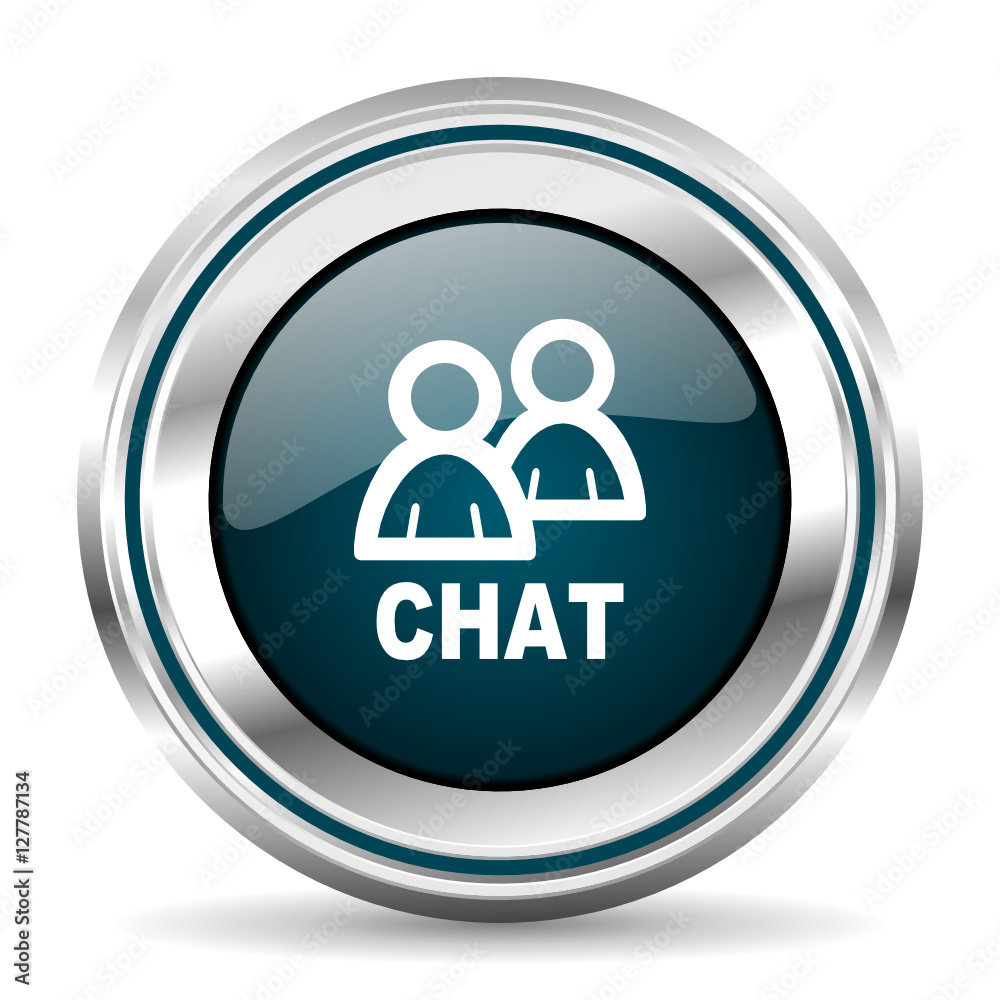 Chat vector icon. Chrome border round web button. Silver metallic pushbutton. Chat vector icon. Chrome border round web button. Silver metallic pushbutton.