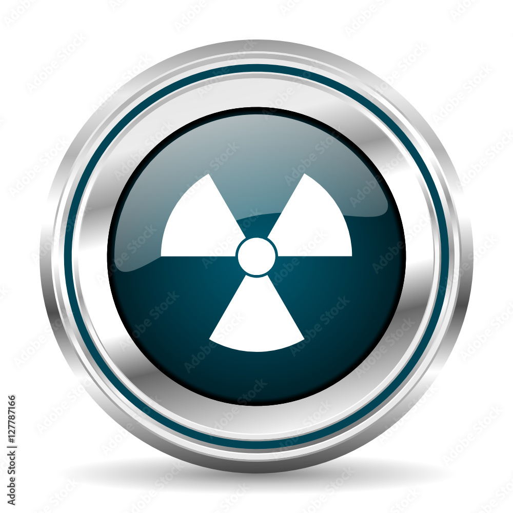 Radiation vector icon. Chrome border round web button. Silver metallic pushbutton. Radiation vector icon. Chrome border round web button. Silver metallic pushbutton.