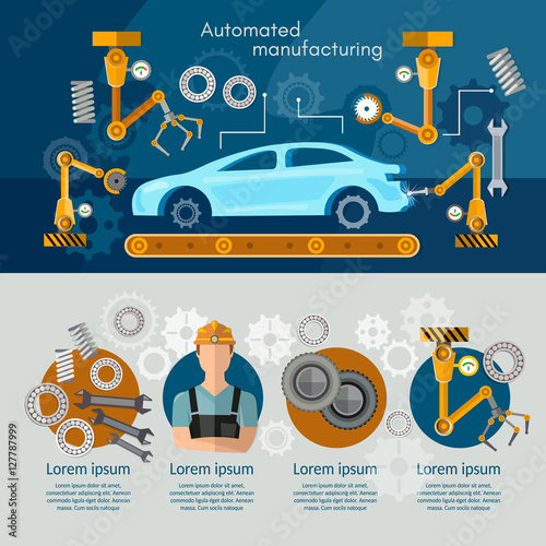 Car assembly line concept conveyor belt