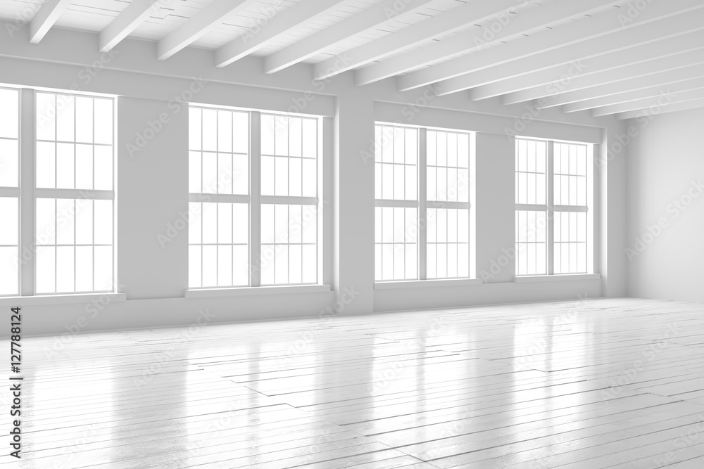 White room interior, open space mockup White room interior, open space mockup
