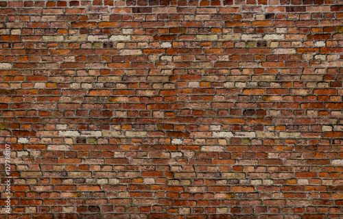 3d render old grunge red brick wall background.picture backdrop