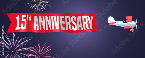 15 years anniversary vector illustration, banner, flyer
