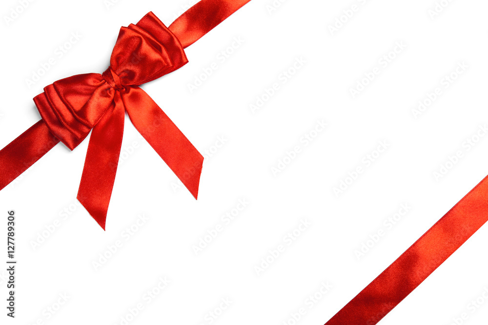 Red ribbon bow isolated on white background Red ribbon bow isolated on white background