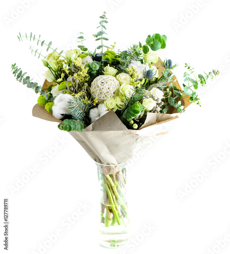 Fototapeta Naklejka Na Ścianę i Meble -  winter bouquet, christmas fresh flower, isolated on white