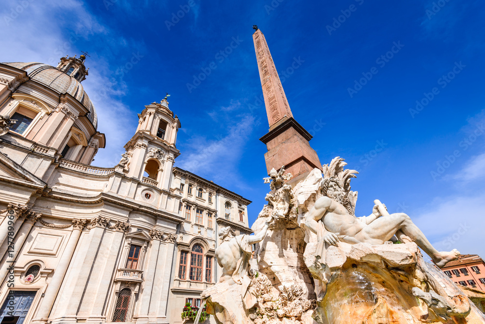 Rome, Italy - Egyptian obelisk in Piazza Navona