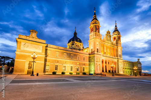 Almudena Cathedral twilight , Madrid in Spain
