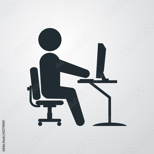 Icono plano oficinista en fondo degradado