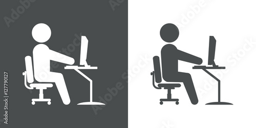 Icono plano oficinista gris y blanco
