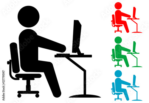 Icono plano oficinista varios colores