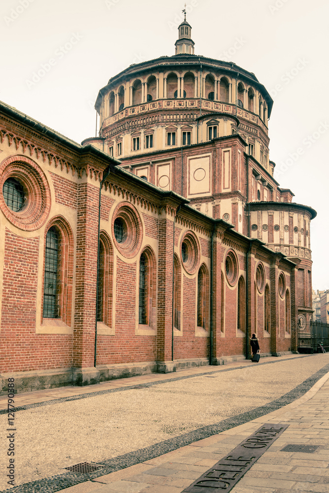 Fototapeta premium view of Santa Maria delle Grazie Milan city Italy