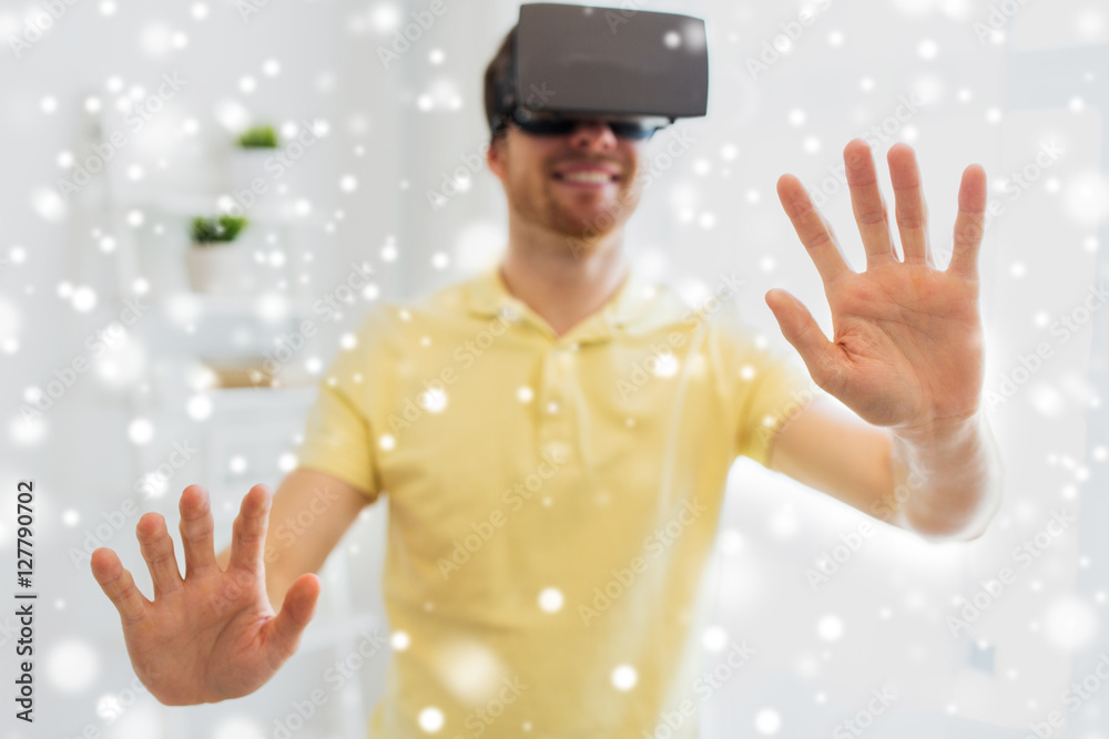 young man in virtual reality headset or 3d glasses young man in virtual reality headset or 3d glasses