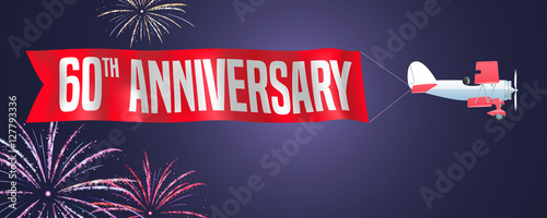 60 years anniversary vector illustration, banner, flyer