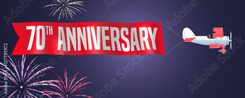 70 years anniversary vector illustration, banner, flyer