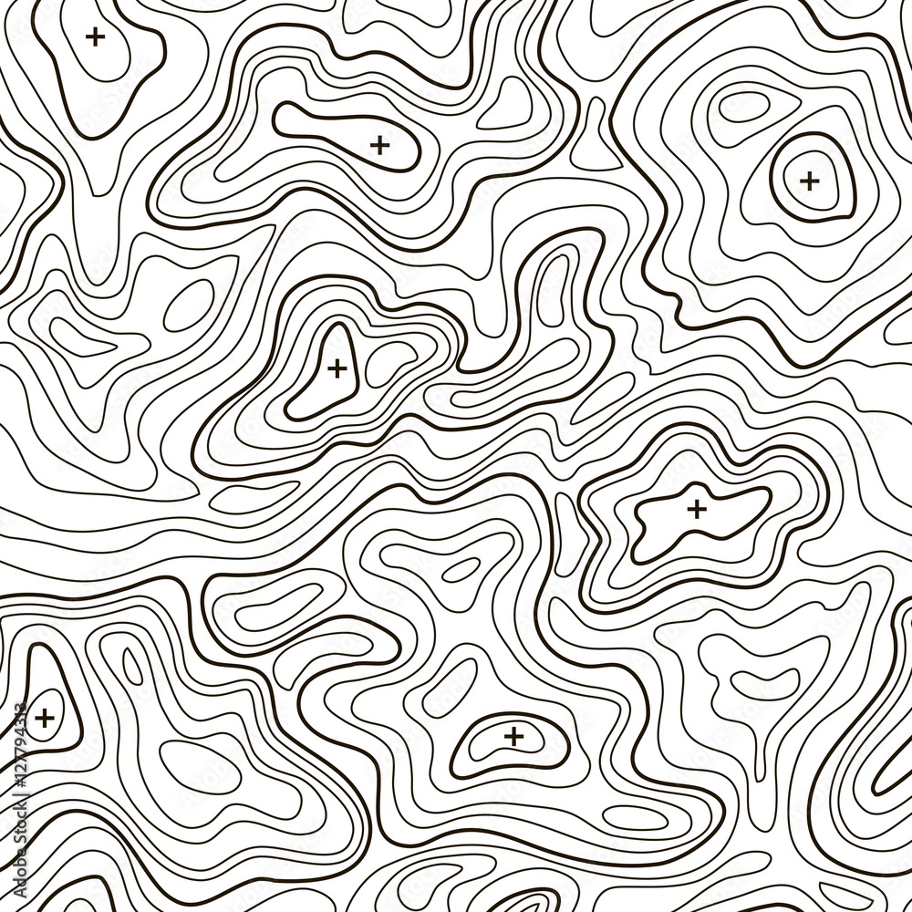 Landscape Topographical Map Line Background. Vector
