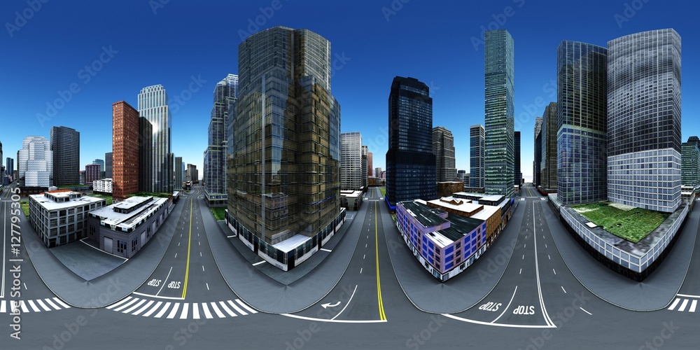 Panorama of the city. Environment map. HDRI map. Equirectangular  projection. Spherical panorama. Stock Illustration | Adobe Stock