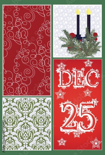 Christmas Elegant Ornamented card Vector