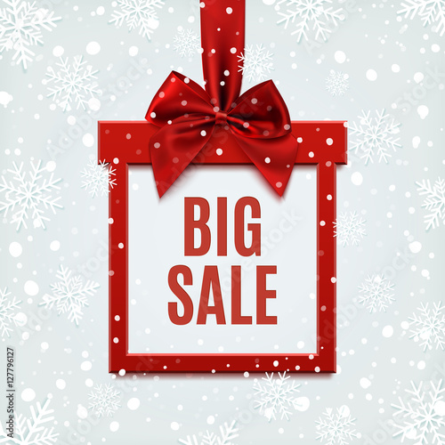 Big sale, square banner in form of gift.
