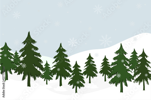 landscape with fir trees, vector illustration