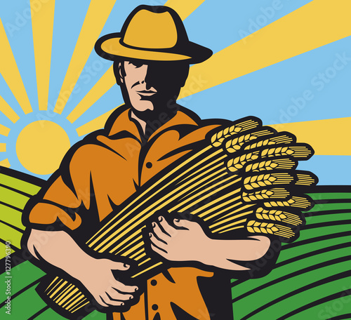 farmer worker holding a wheat