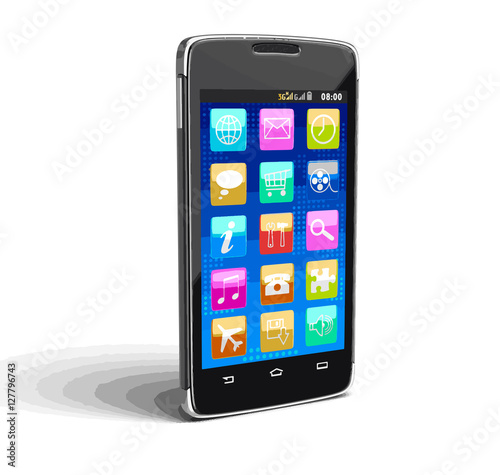 Touchscreen smartphone. Image with clipping path.