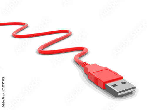 USB Cable. Image with clipping path.