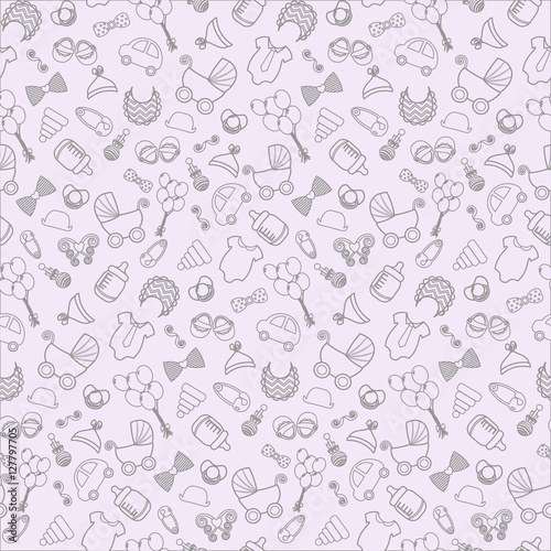 baby background. Vector seamless pregnancy pattern. for  Shower. outline