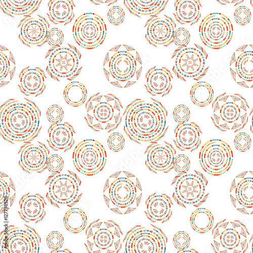 Watercolor tribal elements seamless pattern for ethnic design