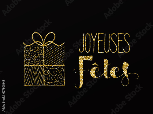 Carte "JOYEUSES FETES" avec cadeau