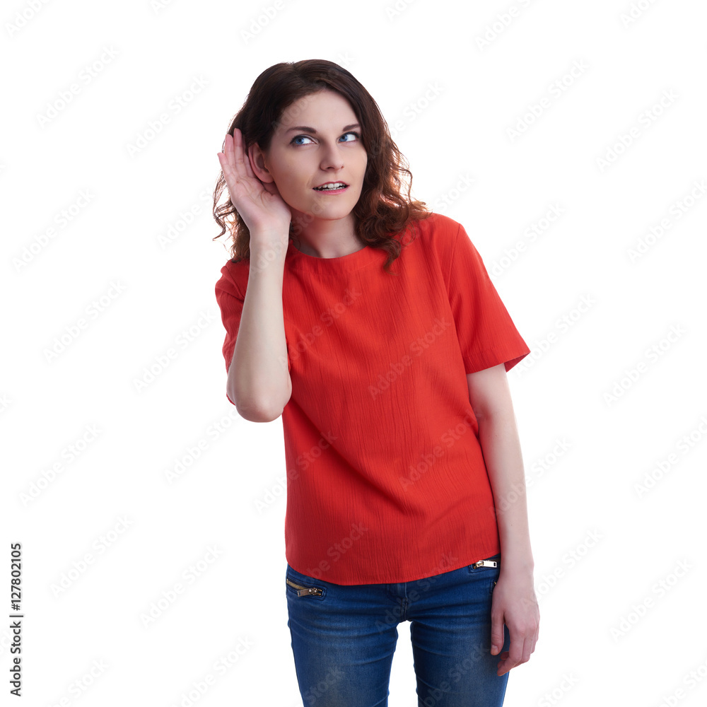 Smiling young woman over white isolated background Smiling young woman over white isolated background