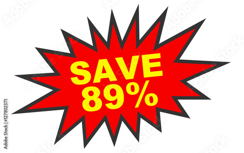 Discount 89 percent off. 3D illustration on white background.