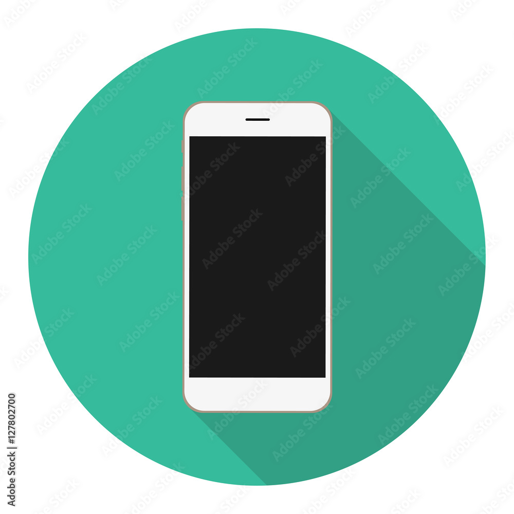 Mobile phone Icon. Smartphone long shadow flat icon vector illustration.