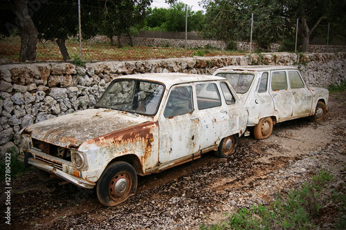 Old rusty jalopy automobile photo