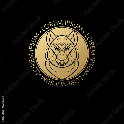 Linear design a wolf's head.