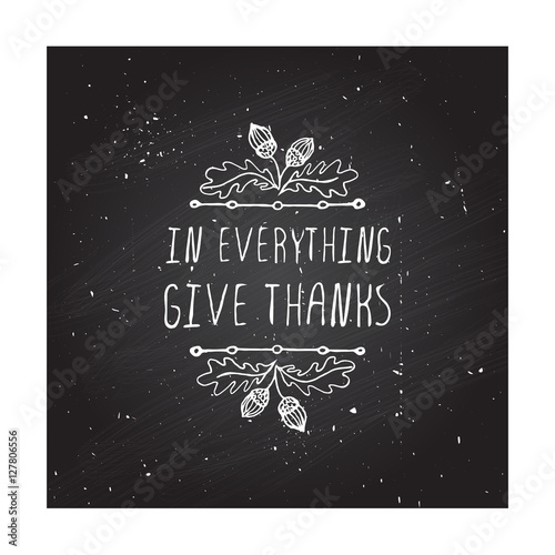 Thanksgiving label with text on chalkboard background