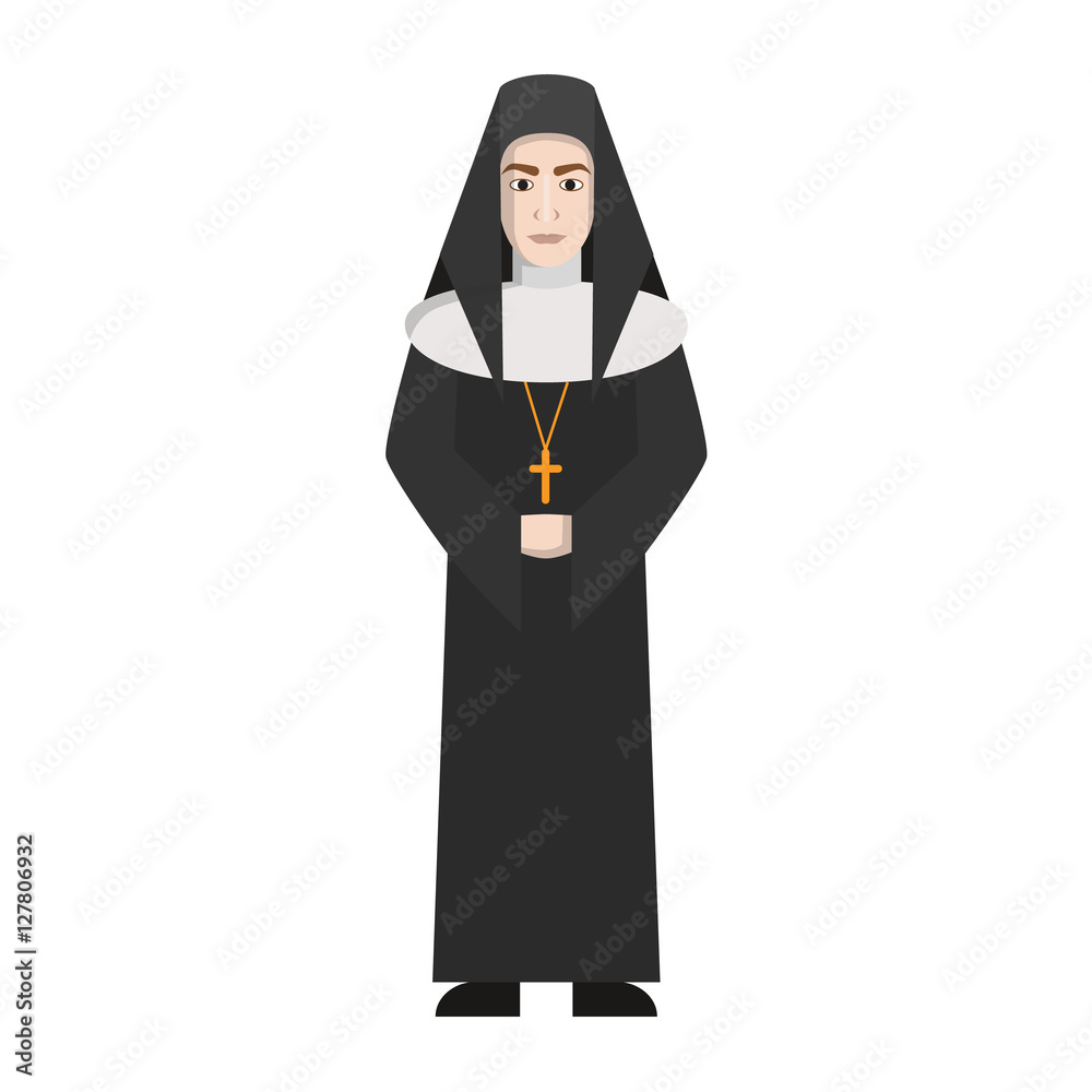 Isolated catholic priest standing on white background. COncept of catholic church. Isolated catholic priest standing on white background. COncept of catholic church.