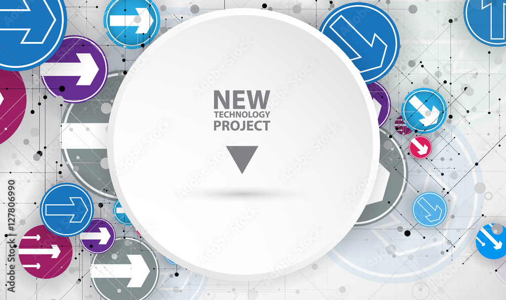 Fototapeta premium Flow of arrows. Imagination of business or technology process. Vector futuristic background with great idea