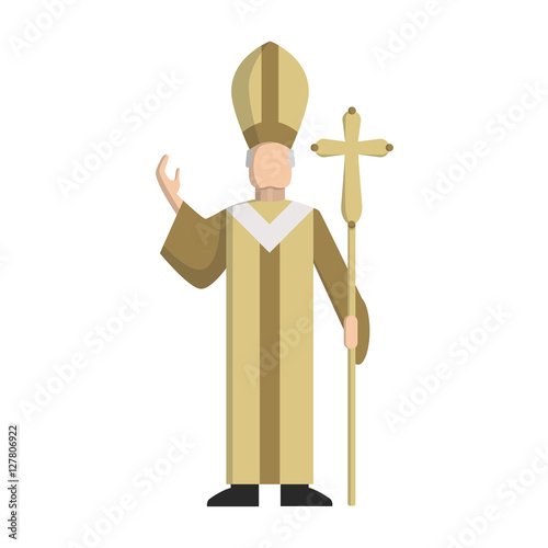 Isolated catholic pope standing on the white background