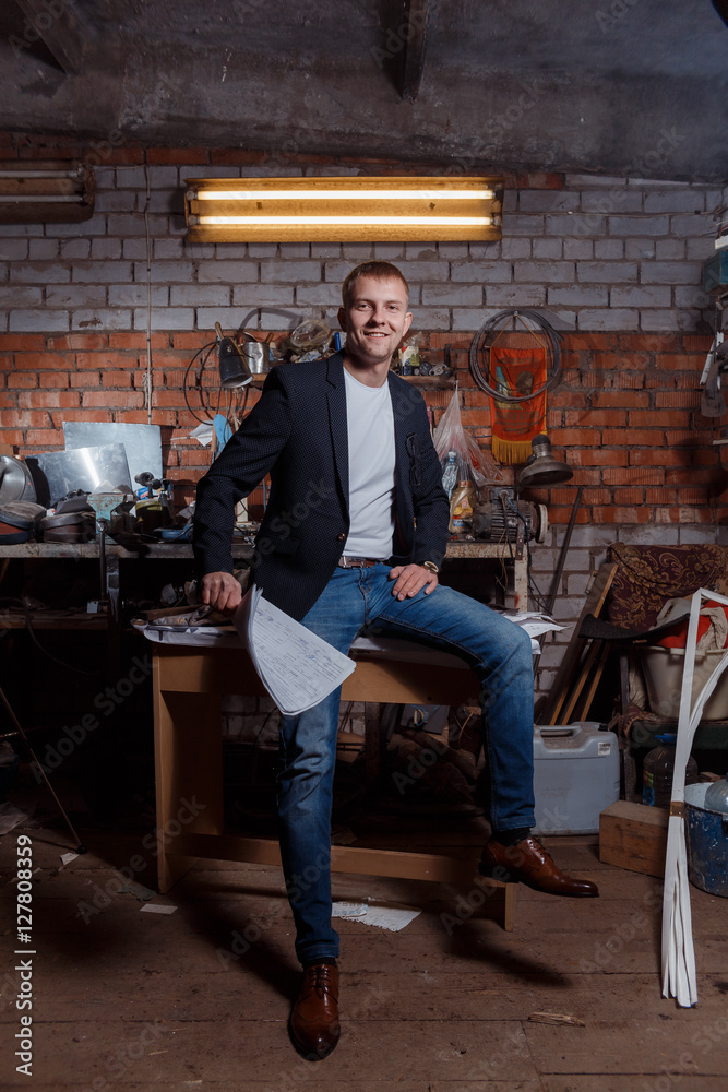 man in suit on an industrial premises, businessman man in suit on an industrial premises, businessman