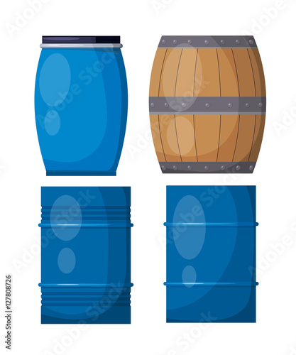 Vector set casks on a white background. Illustration of a wooden
