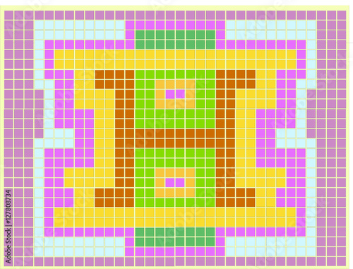 Montagem de quadrados com centro em forma de H amarelo