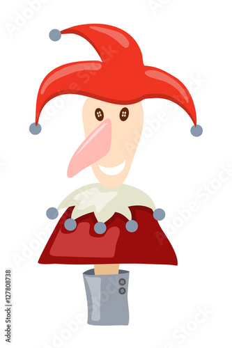 Vector illustration of comic theater puppets on hand puppeteer.