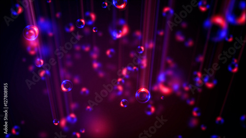 Abstract colorful defocused cells. Abstract microscopic forms on a dark background. Scientific illustration. Luminous
