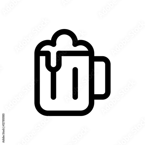 vector mug of beer linear icon symbol