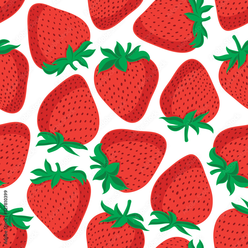 Vector seamless pattern with strawberries. Graphic stylized drawing.